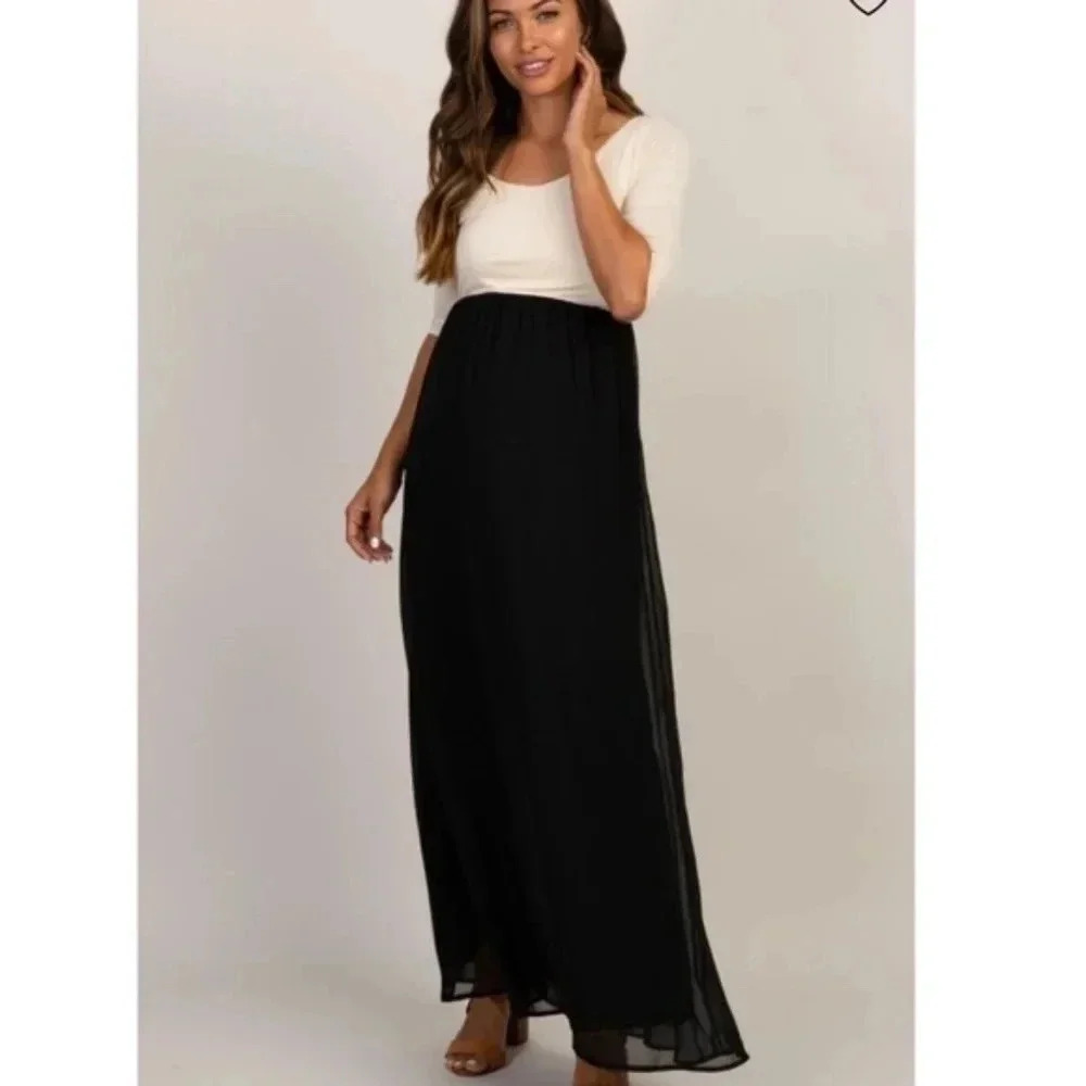 PinkBlush two tone colorblock chiffon dress NEW